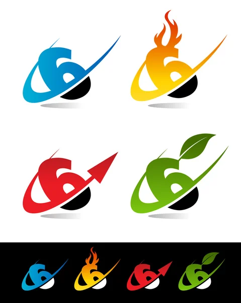 Swoosh número iconos 6 — Vector de stock