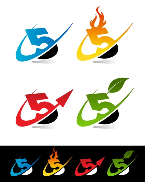 Aantal pictogrammen 5 swoosh — Stockvector