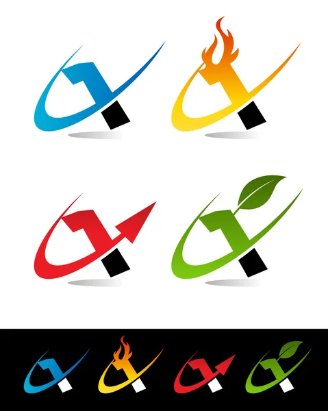 Swoosh Number Icons 1 — Stock Vector