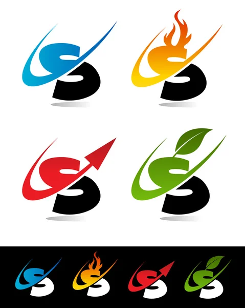 Swoosh Alfabeto iconos S — Vector de stock