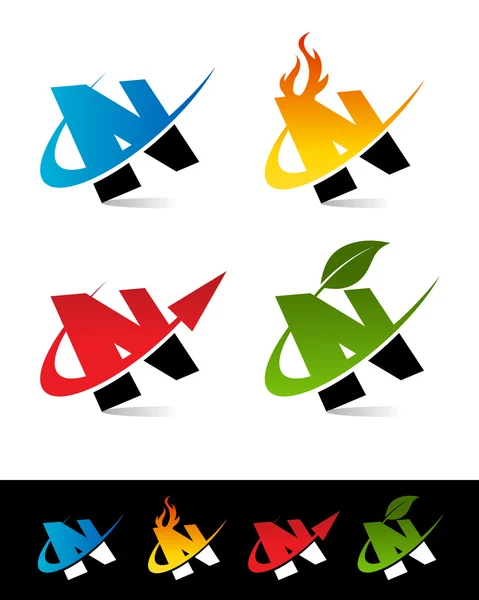 Alfabet pictogrammen n swoosh — Stockvector