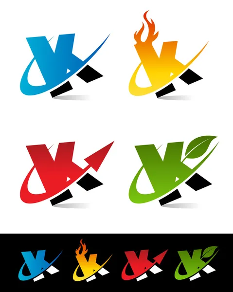 Swoosh Alfabeto iconos K — Vector de stock