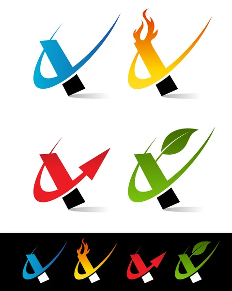 Iconos del alfabeto Swoosh I — Vector de stock