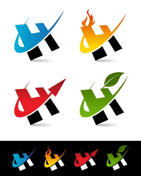 Swoosh Alfabeto iconos H — Archivo Imágenes Vectoriales