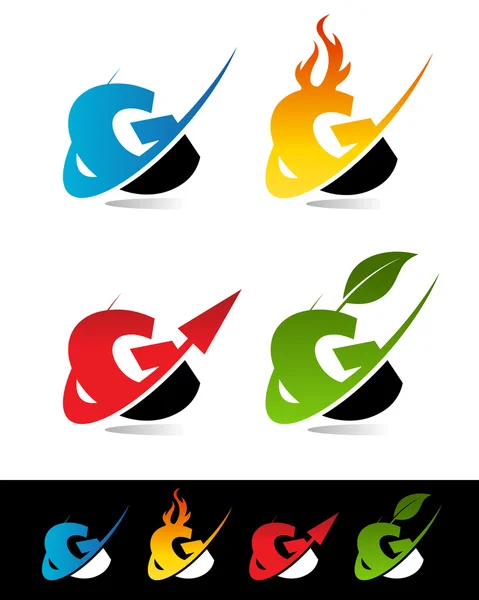 Swoosh Alfabeto iconos G — Vector de stock