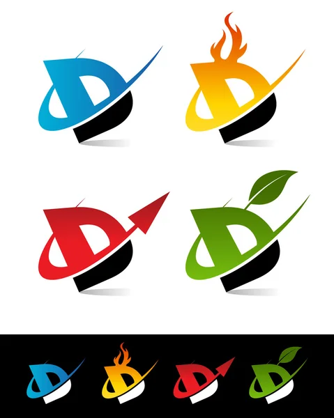 Swoosh alfabet pictogrammen d — Stockvector