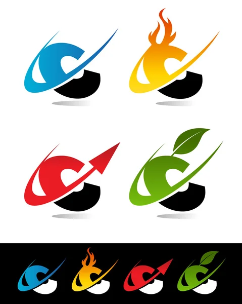 Swoosh alfabet pictogrammen c — Stockvector