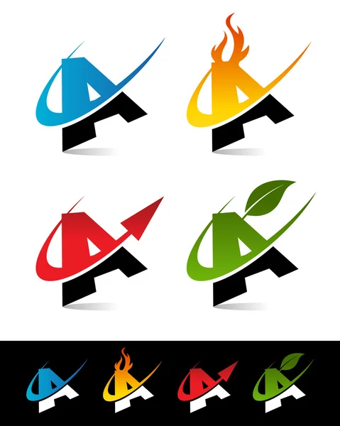 Swoosh alfabeto iconos A — Vector de stock