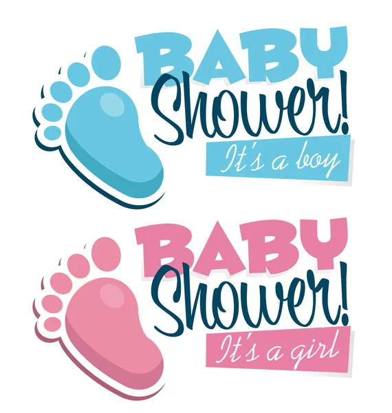 Invitations de douche de bébé avec des icônes de pieds de bébé — Image vectorielle