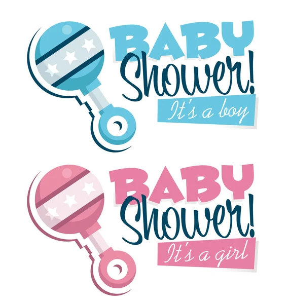 Baby shower uitnodiging met rammelaar — Stockvector