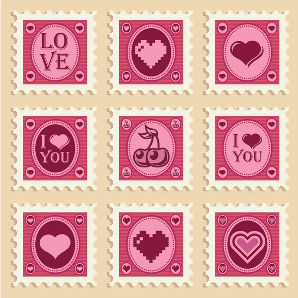 San Valentín corazón sellos — Archivo Imágenes Vectoriales