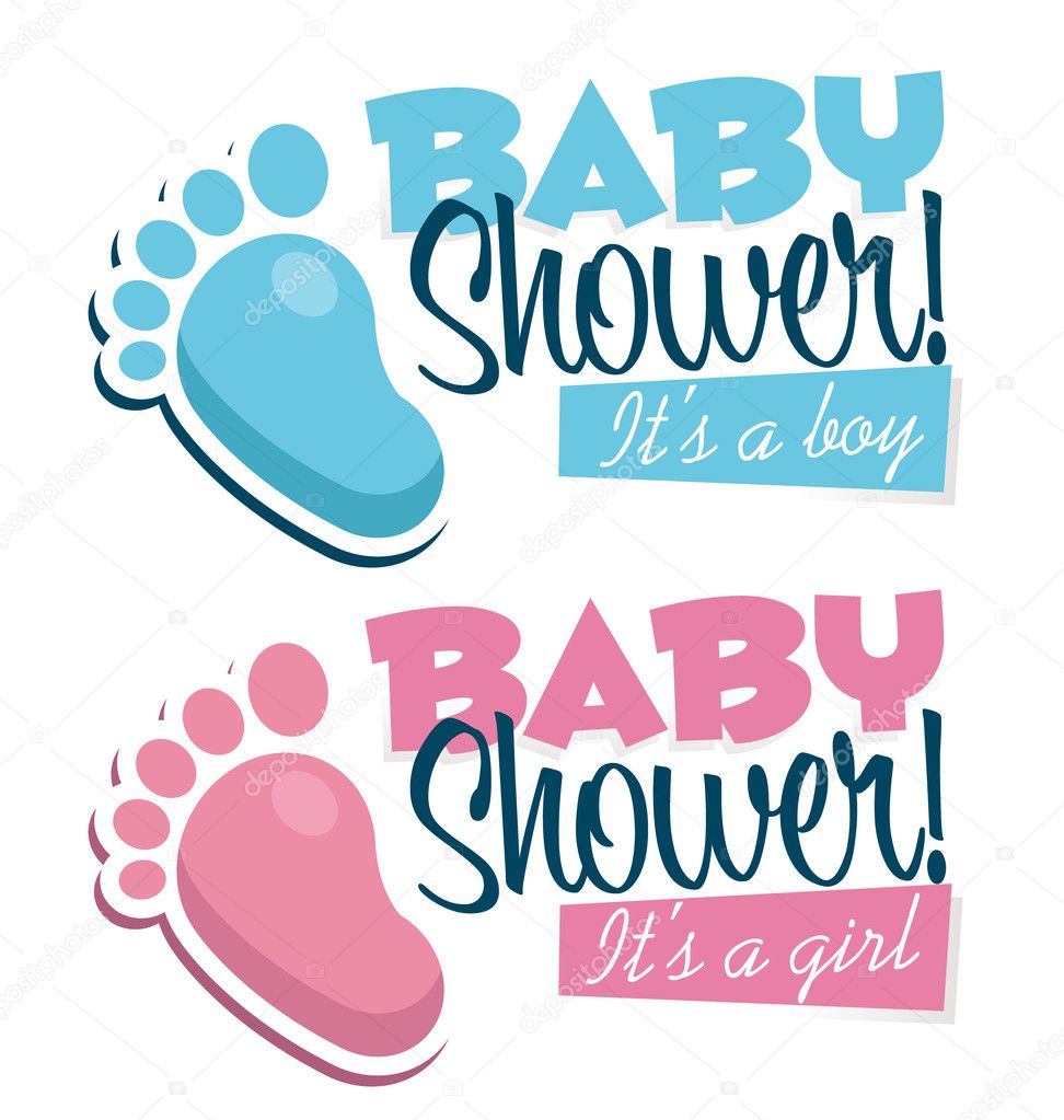 Baby Shower Invitations with Baby Feet Icons