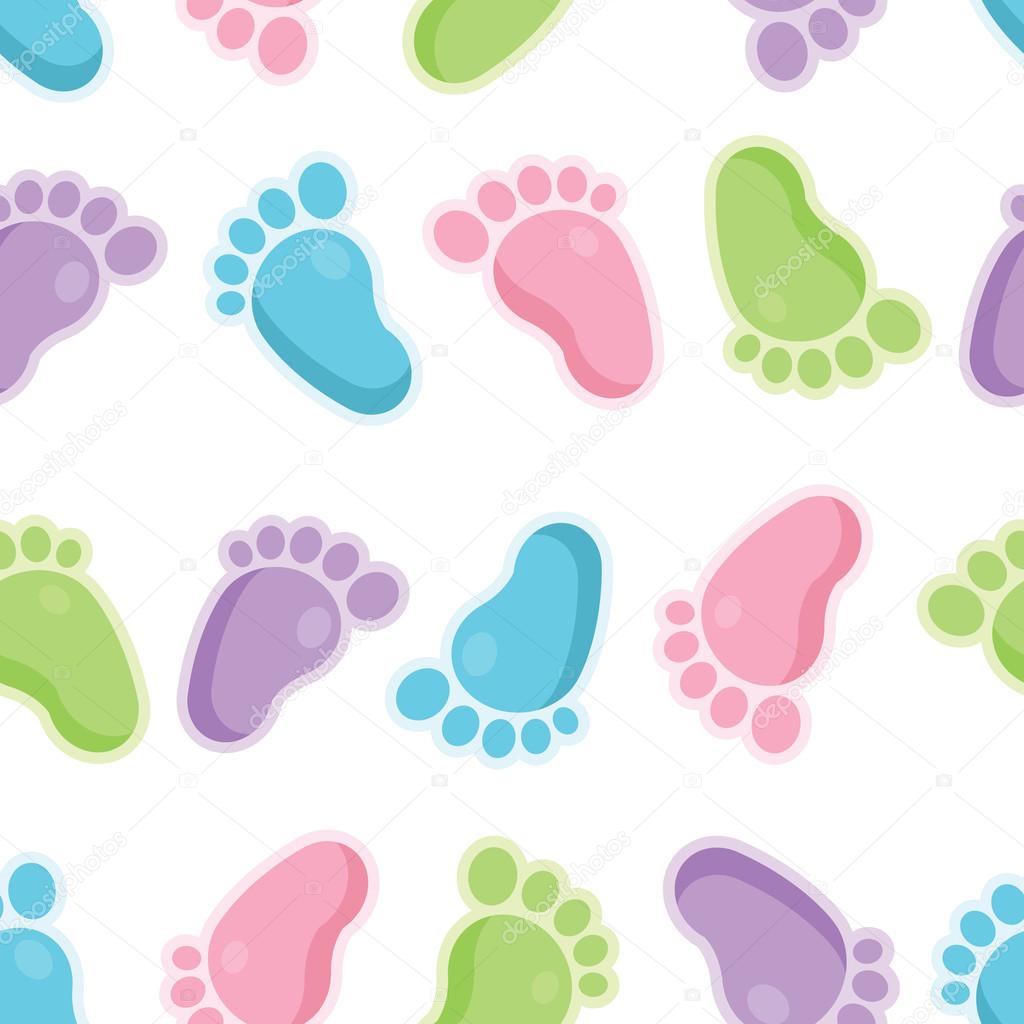Seamless Pattern of Baby Feet Icons
