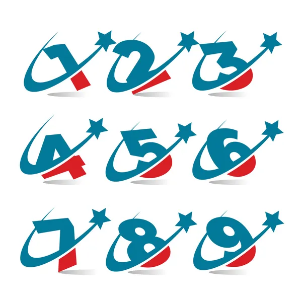 Swoosh Patriotic Numbers — Stock Vector