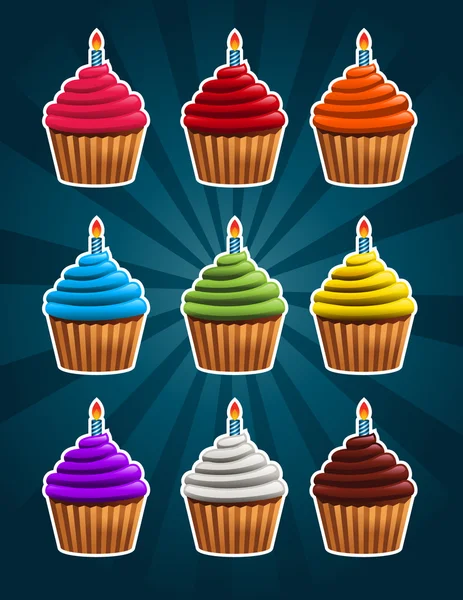 Cupcakes de aniversário vetorial — Vetor de Stock