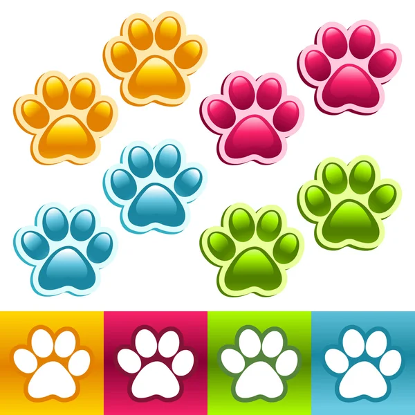 Colorful Animal Paws — Stock Vector