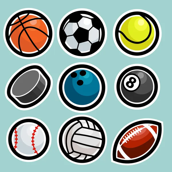 Iconos de pelota deportiva — Vector de stock