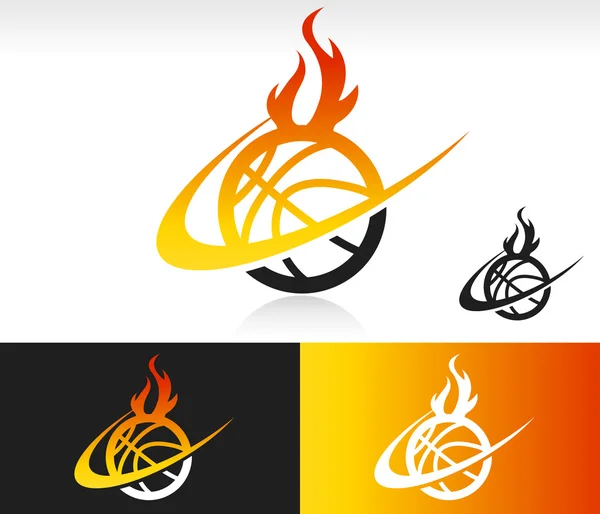 Fire Swoosh Basketball Icon — Stock Vector