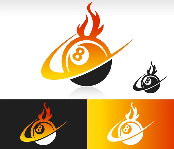 Fire Swoosh Eight Ball Icon — Stock Vector