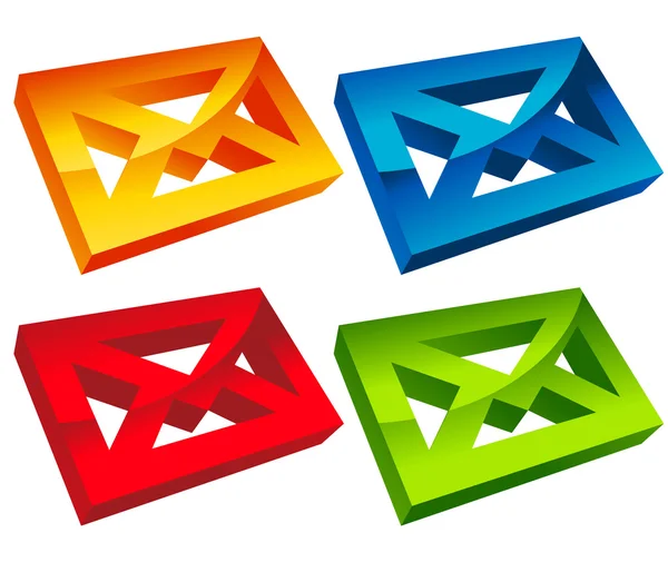 Iconos coloridos del correo del sobre 3D — Vector de stock