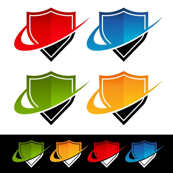 Swoosh Shield Icons — Stock Vector