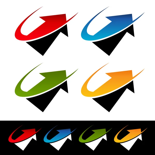 Swoosh Iconos de Flecha — Vector de stock