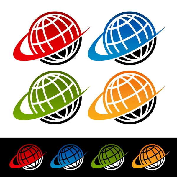 Swoosh Earth Iconos — Archivo Imágenes Vectoriales