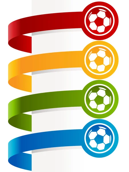 Banners coloridos de bola de futebol — Vetor de Stock