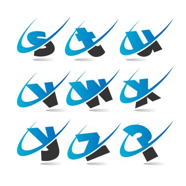Swoosh letras pequeñas iconos conjunto 3