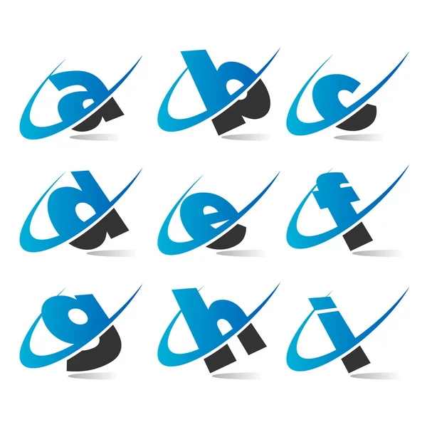 Swoosh petites lettres icônes Set 1 — Image vectorielle