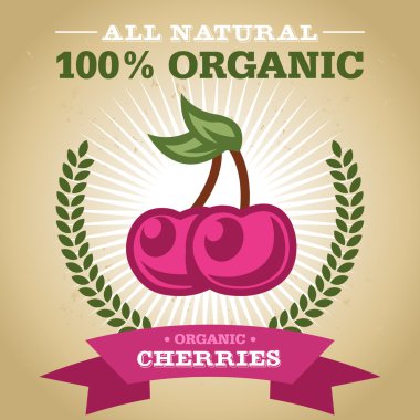 kiraz simgesi olan organik meyve poster tasarımı