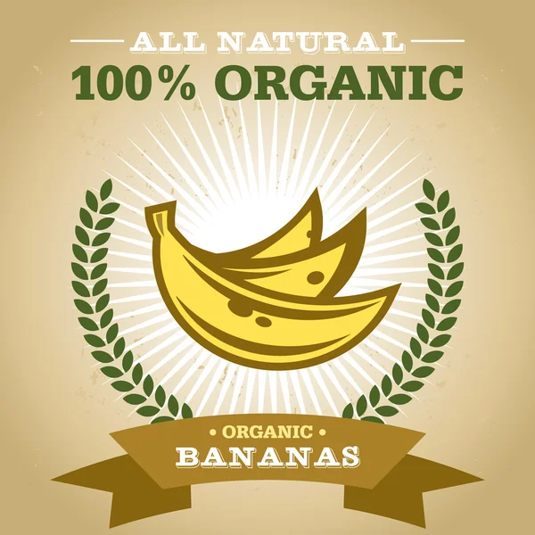 Design de Cartaz de Fruta Orgânica com Ícone de Banana — Vetor de Stock