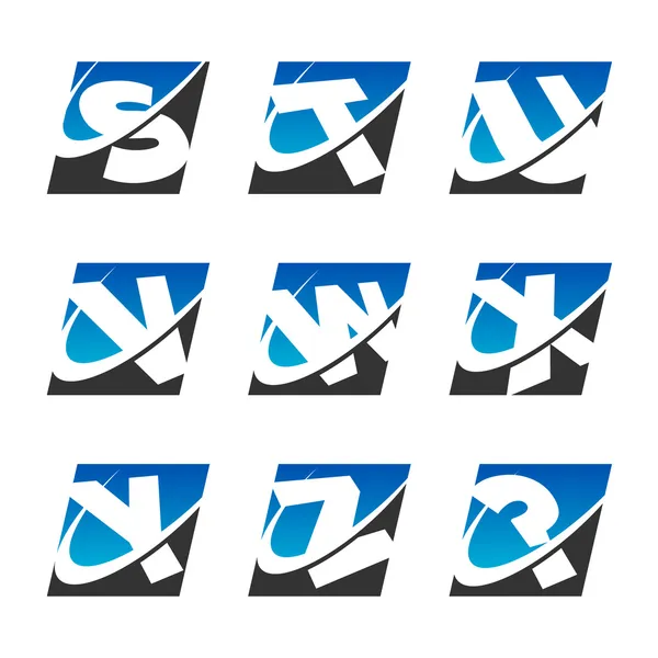 Swoosh sport alfabet iconen set 3 — Stockvector