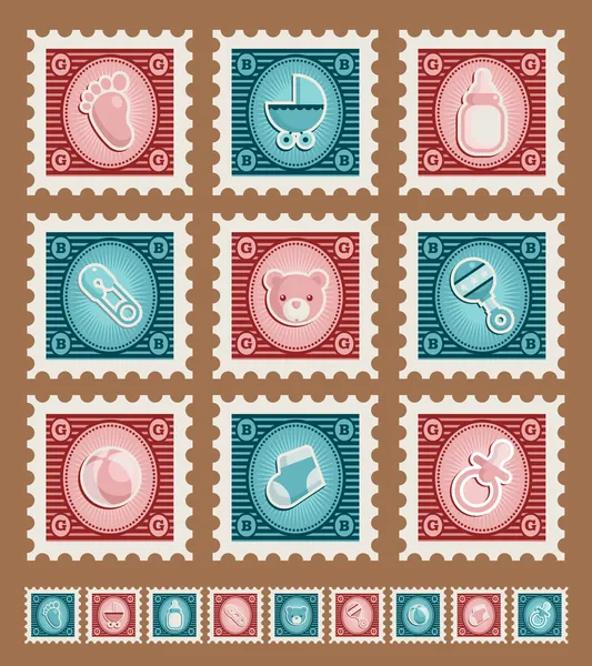 婴儿淋浴邮票 — 图库矢量图片