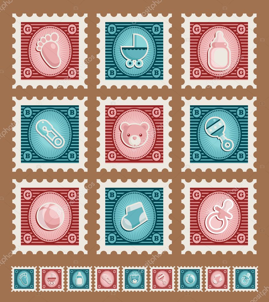 Baby Shower Stamps Stock Vector Image by ©Mictoon 32596177