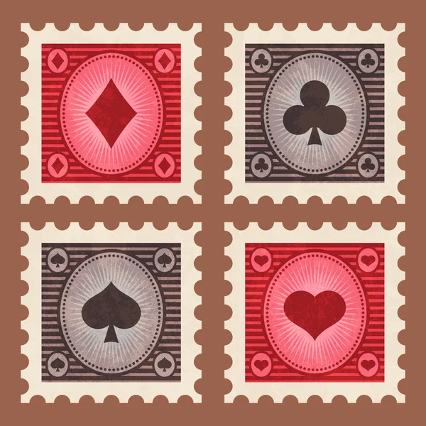 Set of Poker Stamps — Stock Vector