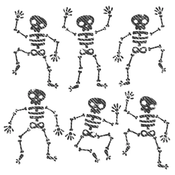 Grunge Dancing Skeletons — Stock Vector