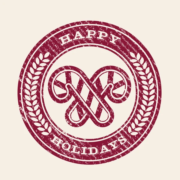 Grunge Happy Holidays Emblema — Vector de stock