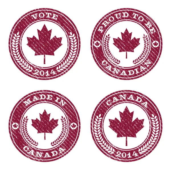 Grunge Canada Emblemas de hoja de arce — Archivo Imágenes Vectoriales