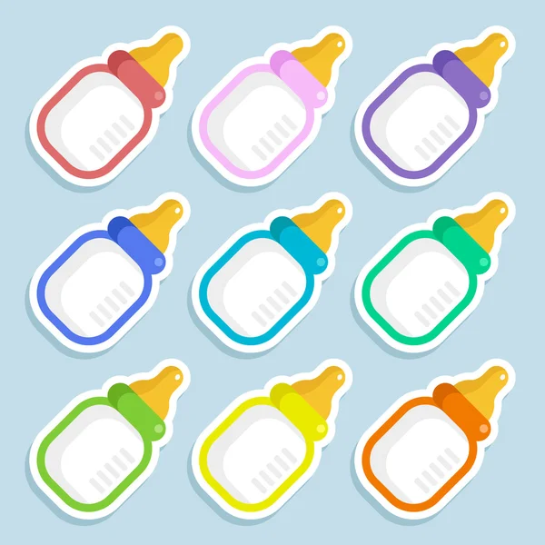 Baby melk fles stickers — Stockvector