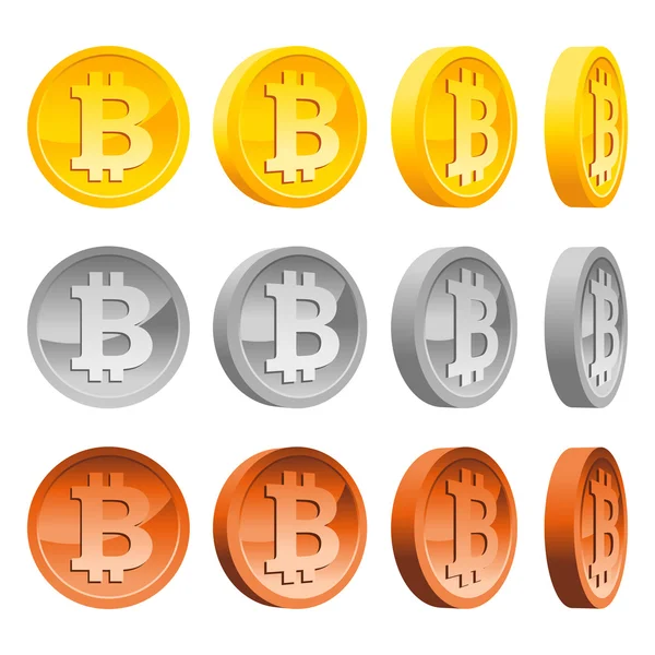 Set of Bitcoins — Stock Vector
