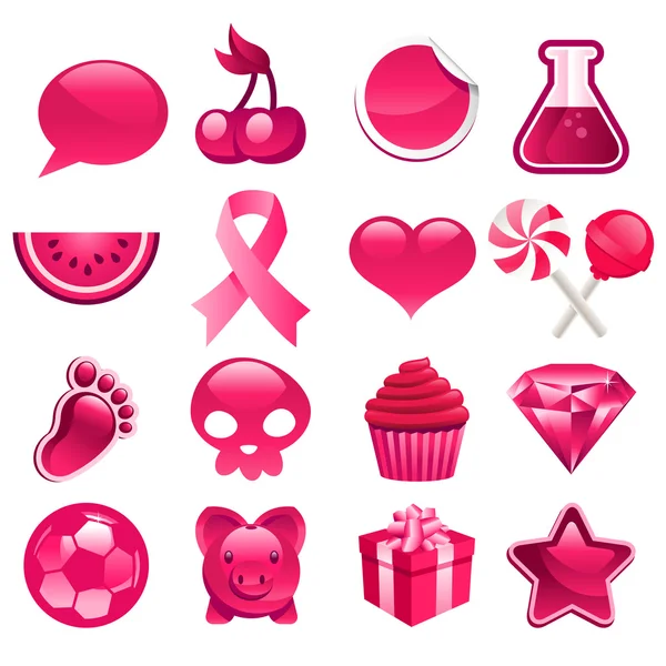 Various Pink Icons — Stock Vector