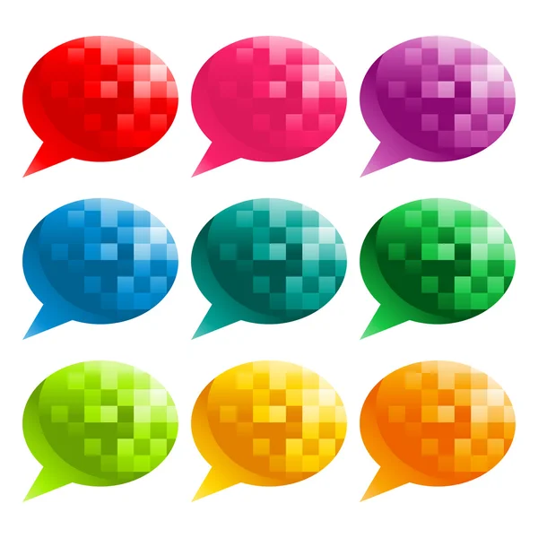 Bolhas de fala coloridas Pixel —  Vetores de Stock