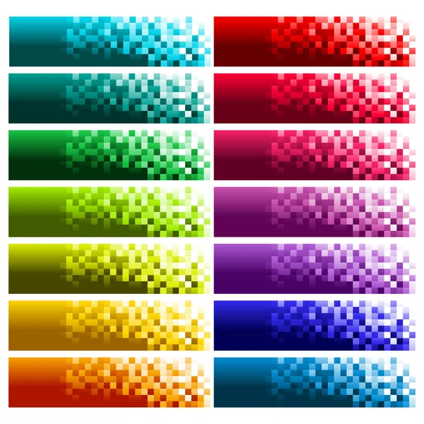 Banners coloridos de pixels — Vetor de Stock