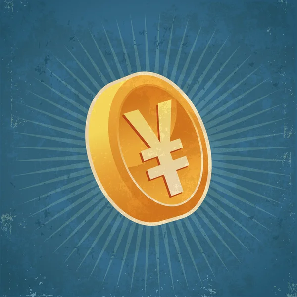 Pièce d'or rétro Yen — Image vectorielle