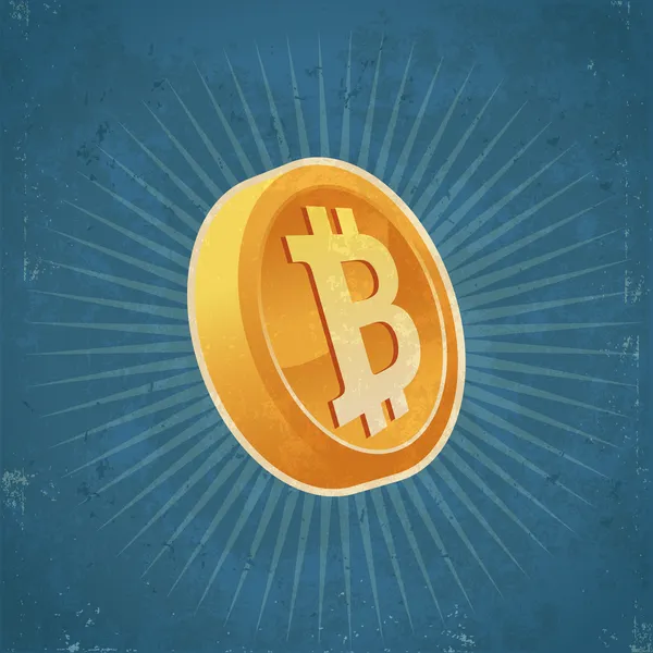 Retro guld bitcoin mynt — Stock vektor