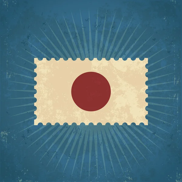 Ρετρό Ιαπωνία σημαία γραμματόσημο — Διανυσματικό Αρχείο