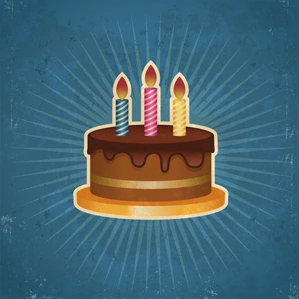 Retro doğum günü pastası illüstrasyon — Stok Vektör