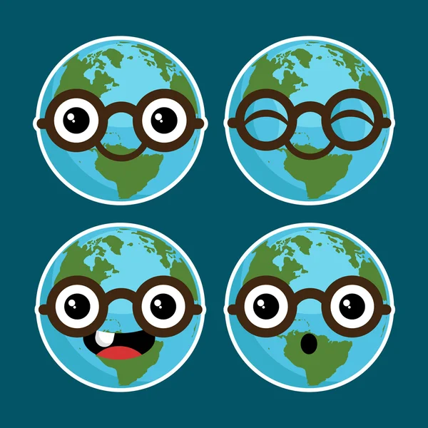 Cartoon Planet Erden mit Brille — Stockvektor