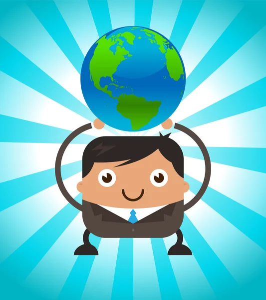 Business Man Holding Planet Earth — Stock Vector